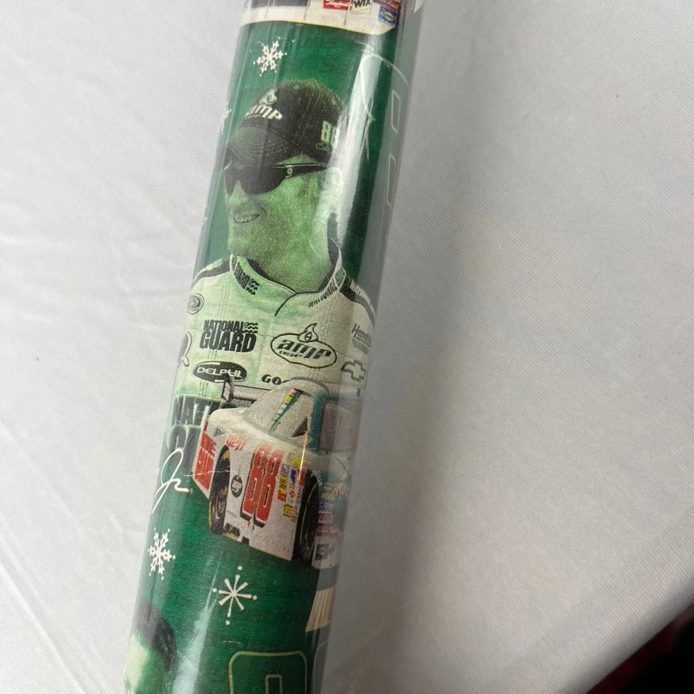 Y2K NASCAR Dale Earnhardt Jr. #88 Racecar Green Christmas‎ Wrapping Paper NWT
